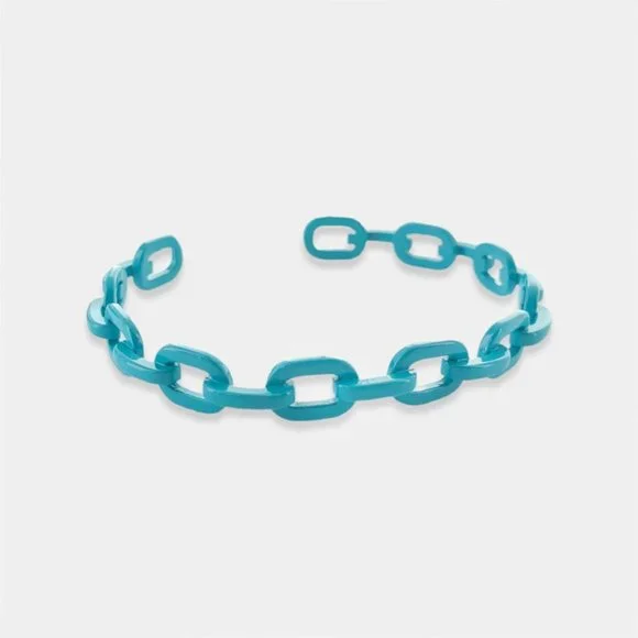 NEW Enamel Paperclip Chain Cuff Bracelet - Picture 6 of 6